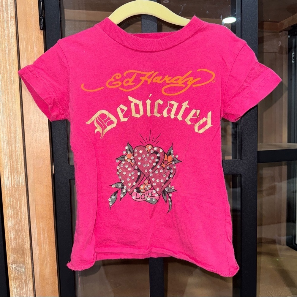 Vintage y2k Ed Hardy tee dedicated bedazzled hearts embellished toddler girl